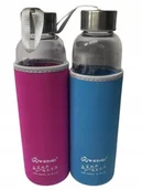 Shakery i bidony sportowe - Butelka bidon na wodę ciepłe zimne napoje szklana + pokrowiec 550 ml - miniaturka - grafika 1