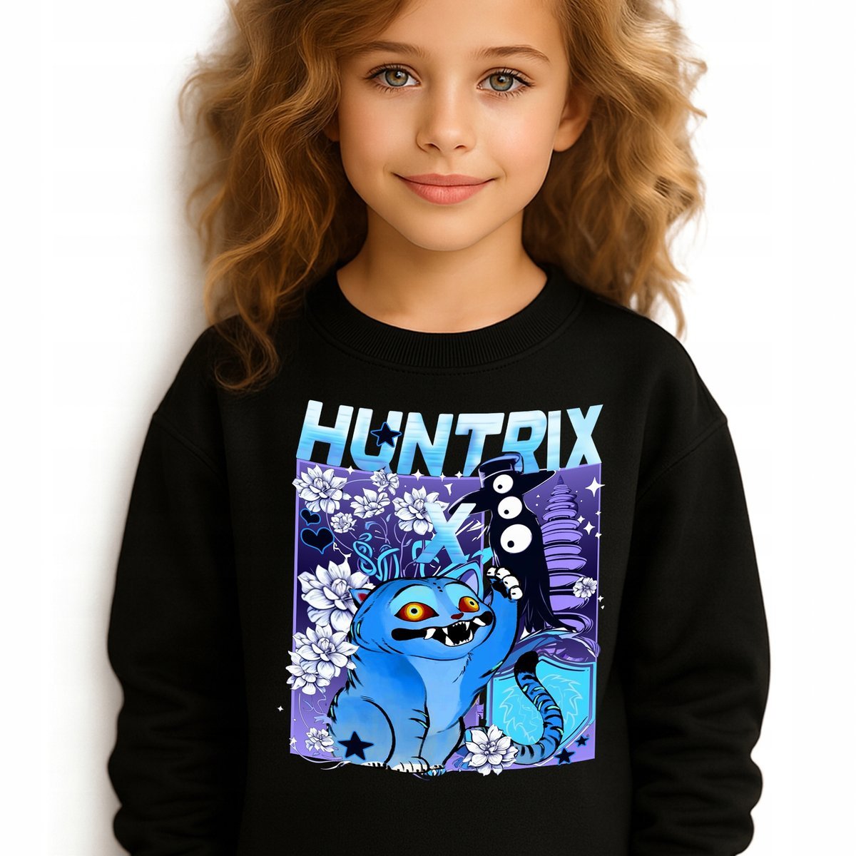 Bluza Dziecięca Czarna HUNTRIX CAT Do Przedszkola K-pop Muzyka Wz - 116 cm