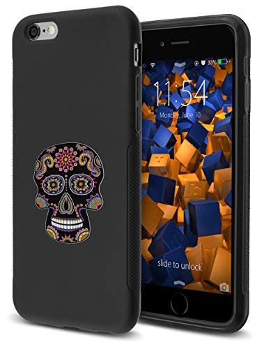 mumbi Etui kompatybilne z iPhone 6 / 6S etui na telefon komórkowy double GRIP z motywem Calavera czarne kolorowe, czarne
