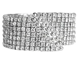 Elegancka bransoletka z białymi cyrkoniami szeroka sprężynka bangle - Bransoletki - miniaturka - grafika 1