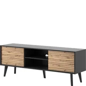 Szafki RTV - Szafka RTV154 Willow Piaski Meble Dąb Artisan, Czarny - miniaturka - grafika 1