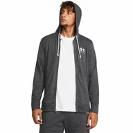 Koszulki sportowe męskie - Męska bluza dresowa rozpinana z kapturem Under Armour UA Rival Terry LC FZ - szara - UNDER ARMOUR - miniaturka - grafika 1