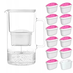 Wessper AquaMax Crystalline 2,5L Biały szklany dzbanek filtrujący z 12 wkładami - Dzbanki filtrujące - miniaturka - grafika 1