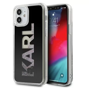 Karl Lagerfeld Etui Logo Glitter Hardcase do iPhone 12 mini czarne KLHCP12SKLMLBK - Etui i futerały do telefonów - miniaturka - grafika 1