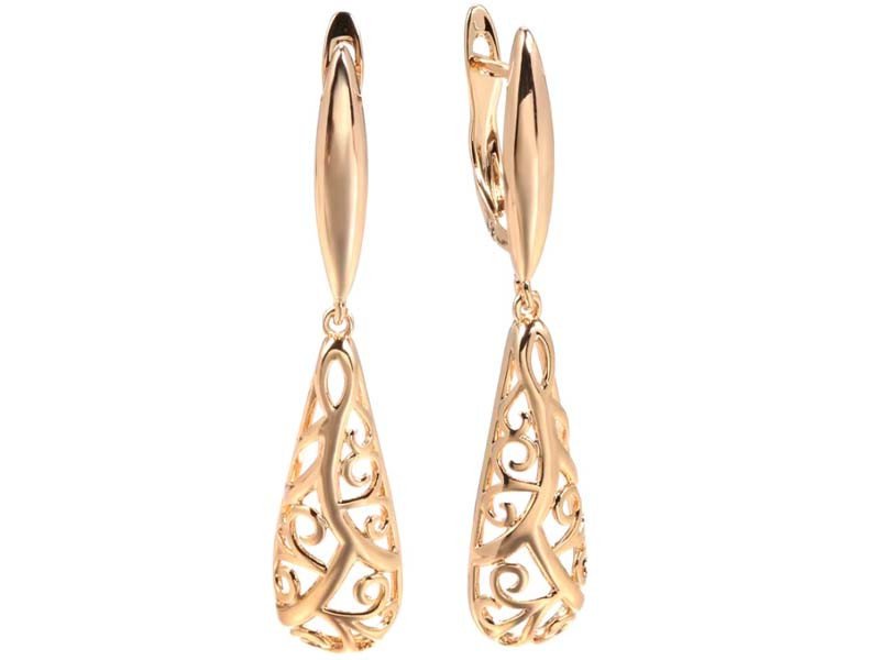 Kolczyki wiszące z ażurowym wzorem na angielskie zapięcie