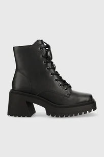 Steve Madden botki skórzane Freeport damskie kolor czarny na słupku - Botki damskie - miniaturka - grafika 1