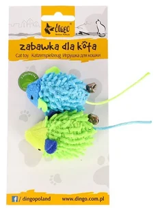 DINGO Myszki MOP do zabawy 2szt niebieska i zielona - Zabawki dla kotów - miniaturka - grafika 1
