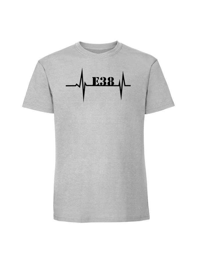 Męska koszulka z nadrukiem - Linia życia E38 Pastelowy szary XXL