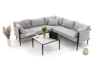 Meble ogrodowe - Zestaw mebli ogrodowych aluminiowe nowoczesne narożnik BELIZE szaro biały - miniaturka - grafika 1