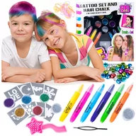 Zabawki interaktywne dla dzieci - Zestaw Farb Do Koloryzacji Włosów Kolorowe Tatuaże U618 - miniaturka - grafika 1
