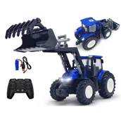 Zabawki zdalnie sterowane - Zdalnie Sterowany Traktor Ciągnik Z Ładowaczem Na Pilota Rc Światła LED - miniaturka - grafika 1