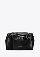 Torebki damskie - Listonoszka z imitacji skóry z łańcuszkiem czarna - miniaturka - grafika 1