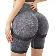 Legginsy - Damskie legginsy sportowe antycellulitowe spodenki do jogi z wysoką talią kolarskie Scrunch Butt spodenki do jogi kryjące Scrunch Butt Jogging Dance Course Gym, B-ciemnoszary, S - miniaturka - grafika 1