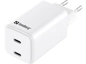 Ładowarki do telefonów - Sandberg AC Charger Dual USB-C PD65W EU - miniaturka - grafika 1