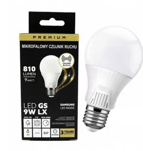 Żarówka LED z czujnikiem ruchu i zmierzchu mikrofalowym bańka E27 9W b.neutralna 4000K 810lm mleczna 220* A60 SAMSUNG KOBI - Żarówki LED - miniaturka - grafika 1