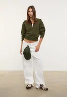 Bluzy damskie - Stradivarius Bluza ze stójką na zamek S - miniaturka - grafika 1