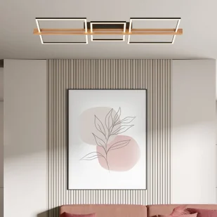 Briloner Lampa sufitowa LED Moldura, 108x35 cm, drewno, metal, czarny - Lampy sufitowe - miniaturka - grafika 1