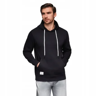 Bluza męska dresowa BASIC kangurka z kapturem - czarna V5 B1674 S - Bluzy męskie - miniaturka - grafika 1