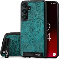 Etui i futerały do telefonów - Skórzane etui SURAZO Premium do Samsung Galaxy S24 - odporne na wstrząsy skórzane etui na telefon komórkowy z breloczkiem w kształcie kwiatu i ozdobną osłoną w kolorze turkusowym - miniaturka - grafika 1