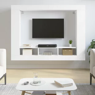 vidaXL Szafka pod TV, biała, 152x22x113 cm, materiał drewnopochodny - Szafki na klucze - miniaturka - grafika 1