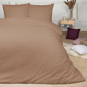 Pościel - Darymex Pościel satynowa 140x200 cynamonowa pasy jednobarwna Cizgili adamaszkowa - miniaturka - grafika 1