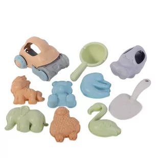 WOOPIE GREEN Zestaw do Piasku z Samodzikiem 10 el. BIODEGRADOWALNY ORGANICZNY MATERIAŁ - Zabawki do piasku - miniaturka - grafika 1
