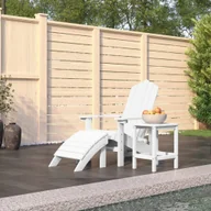 Fotele i krzesła ogrodowe - Krzesło Adirondack z podnóżkiem i stolikiem, HDPE, białe - miniaturka - grafika 1
