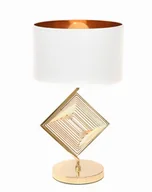 Lampy stojące - Lumina Deco BENARDI stylowa elegancka lampa stołowa złota z białym abażurem o złotym wnętrzu - miniaturka - grafika 1