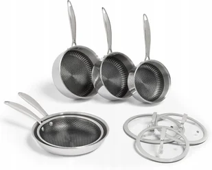 Zestaw garnków 2 patelnie 3 rondle Stal Nierdzewna Nieprzywierające 8 el. - Zestawy garnków i patelni - miniaturka - grafika 1