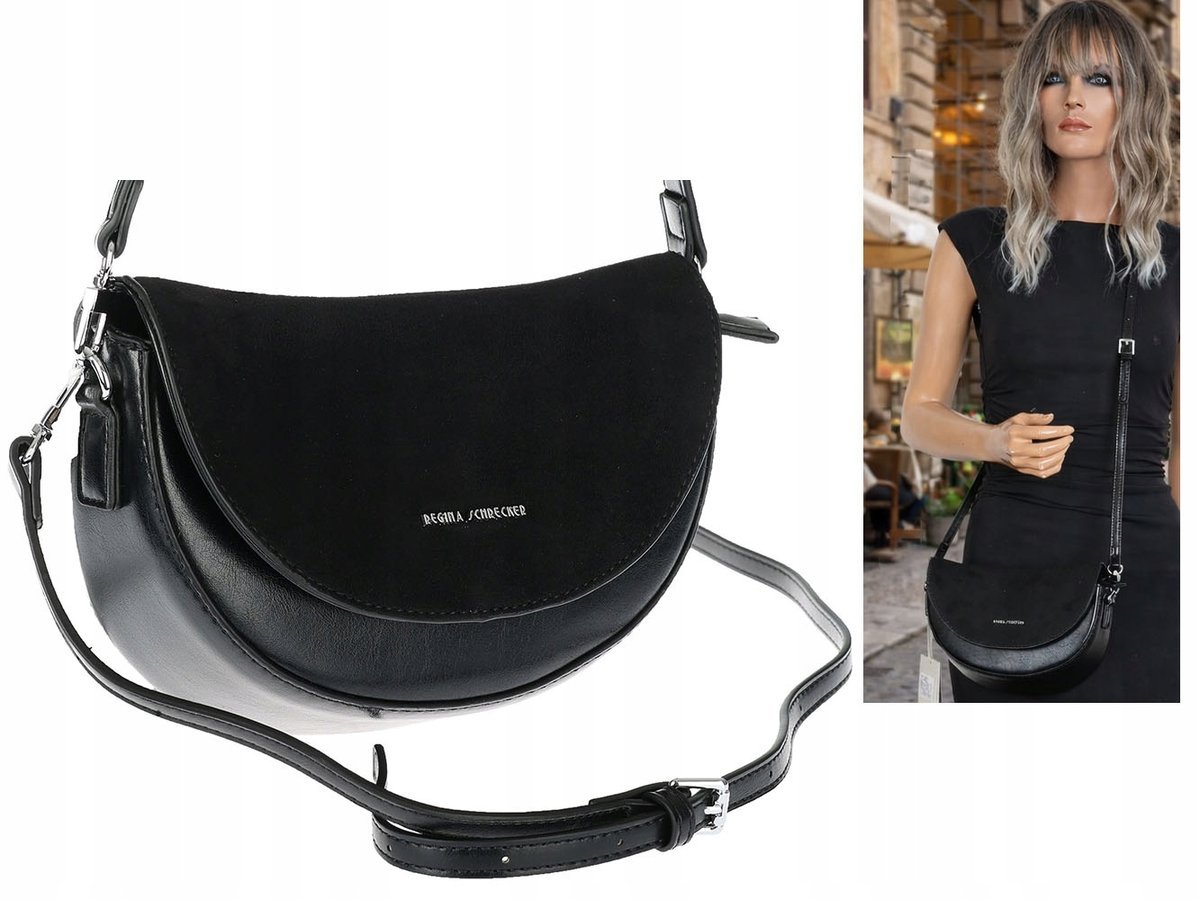 Torebka damska włoskiej marki REGINA SCHRECKER Listonoszka 5817 Czarna