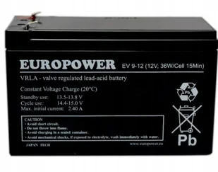 EUROPOWER Akumulator EV 12V 9Ah - Baterie do telefonów - miniaturka - grafika 1