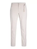 Spodenki męskie - JACK & JONES Męskie spodnie lniane, WHITE PEPPER, 34W / 32L - miniaturka - grafika 1