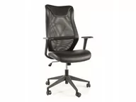 Fotele i krzesła biurowe - Fotel obrotowy biurowy czarny Q-346 siatka+skóra eko Signal - miniaturka - grafika 1