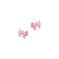 Kolczyki - Srebrne dziecięce kolczyki 925 Różowa Kokarda - miniaturka - grafika 1