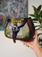 Torebki damskie - Torebka skórzana ręcznie robiona Ramona z grubej skóry słoneczniki - miniaturka - grafika 1