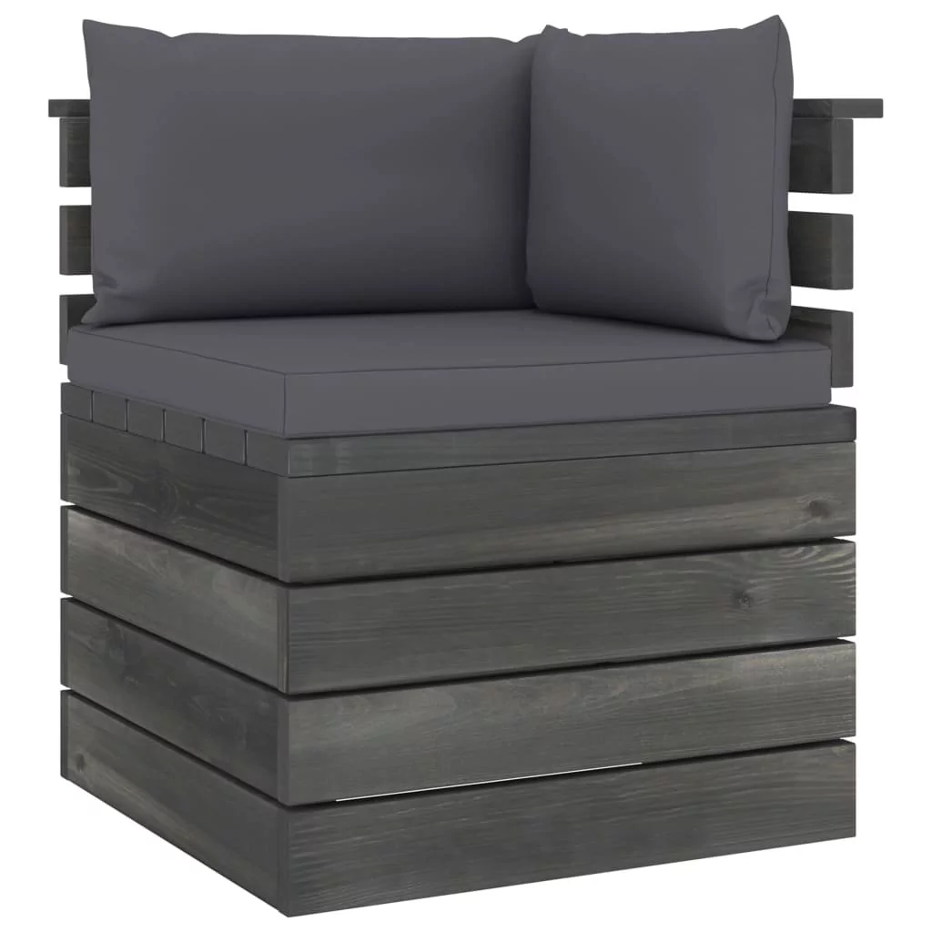 Ogrodowa sofa narożna z palet, z poduszkami, drewno sosnowe kod: V-3061647