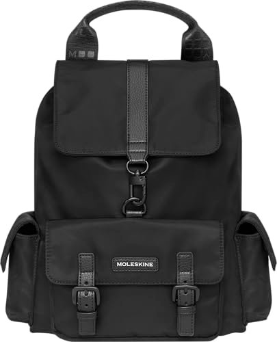 Moleskine SmallBackpack Legendary Collection, plecak do pracy i na uniwersytet z wyściełanym pokrowcem na laptopa, 100% materiał z recyklingu, wymiary 33 x 32 x 12 cm, kolor czarny