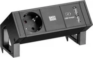 Listwy zasilające - Listwa zasilająca Bachmann BACHMANN DESK2 1x gniazdo z uziemieniem 1x ładowarka USB, czarny - miniaturka - grafika 1