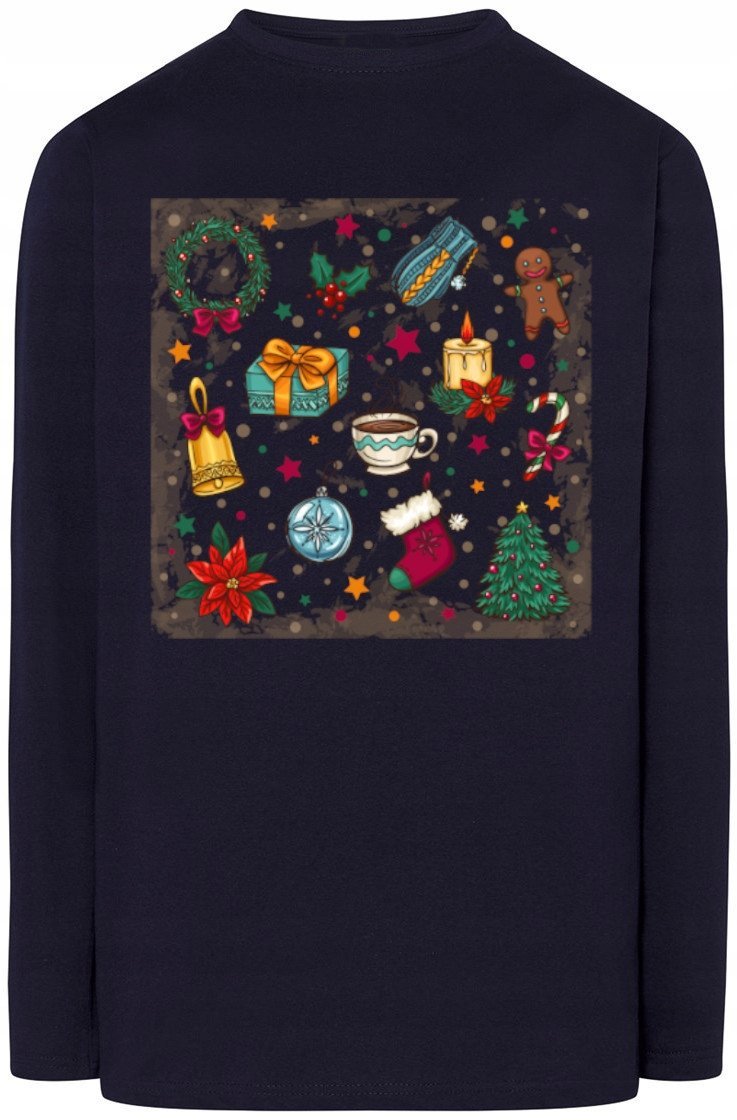 Longsleeve Męski Świąteczny Modny Nadruk Rozm.XL