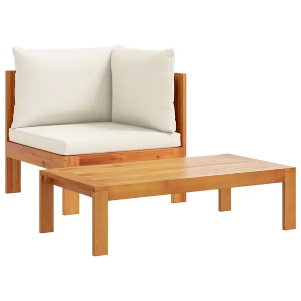 Zestaw Wypoczynkowy z Litego Drewna Akacjowego, Sofa 68x68x64cm, Stolik 100