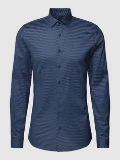 Koszule męskie - Koszula biznesowa o kroju super slim fit ze wzorem na całej powierzchni model ‘Nick’ - grafika 1