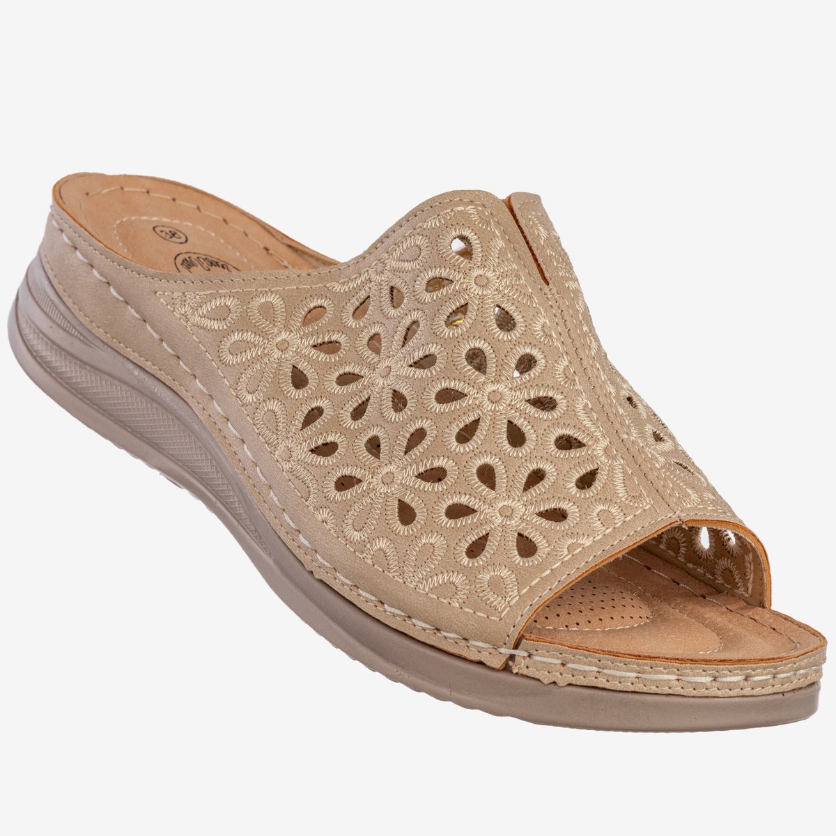 Klapki Damskie Ekoskóra Buty Casual Lekkie Wygodne Beżowe Let Get T9918-2 Beżowy 42