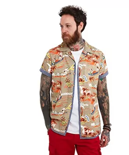 Joe Browns Męska koszula z płaskim kołnierzem z krótkim rękawem na co dzień, mała, kremowa, naturalny, S - Koszule męskie - miniaturka - grafika 1