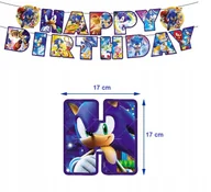 Dekoracje sali - Girlanda Sonic the Hedgehog Baner Urodzinowy Happy Birthday - miniaturka - grafika 1