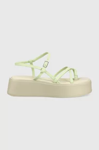 Vagabond sandały skórzane COURTNEY damskie kolor zielony na platformie - Sandały damskie - miniaturka - grafika 1