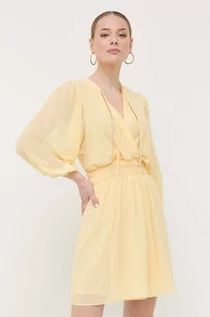 Sukienki - Patrizia Pepe sukienka kolor żółty mini rozkloszowana - grafika 1