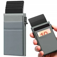 Portfele - PORTFEL ALUMINIOWY MĘSKI Etui na Karty OCHRONA RFID PUDEŁKO SZARY - miniaturka - grafika 1