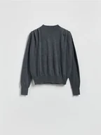 Swetry damskie - Reserved - Sweter z zakładkami na ramionach - ciemnoszary - miniaturka - grafika 1