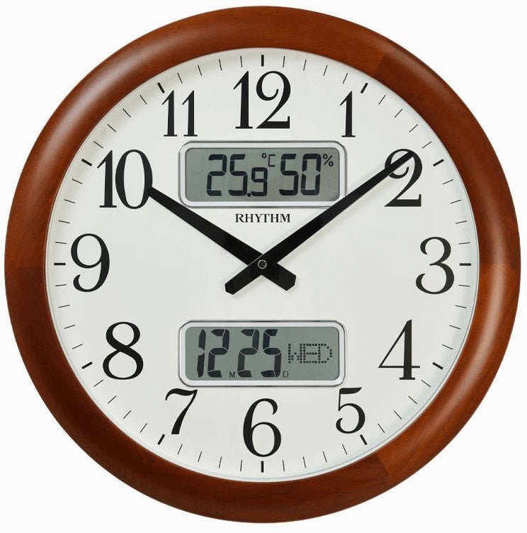 RHYTHM Zegar ścienny CFG901NR06 termometr higrometr 41 cm