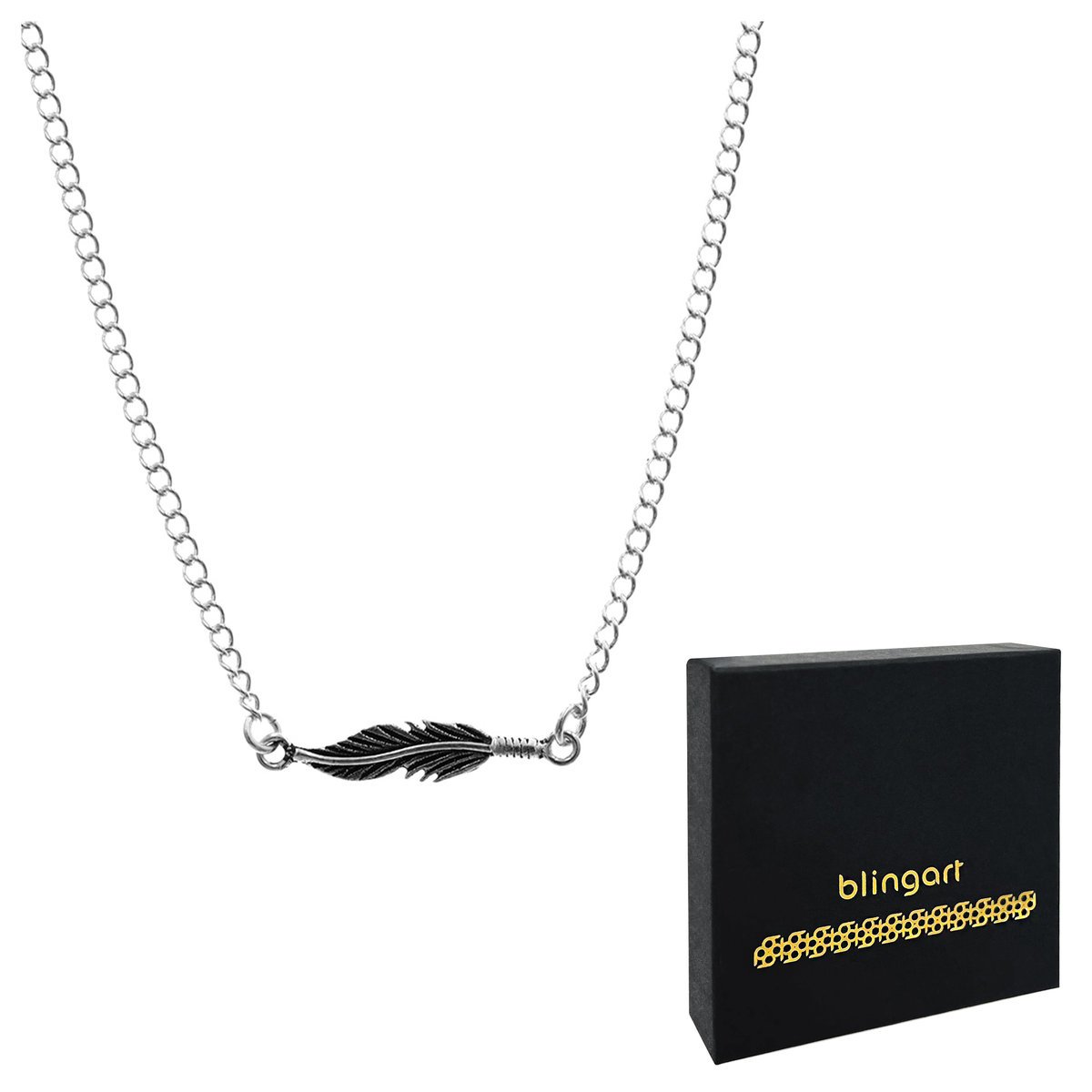 Srebrny naszyjnik z piórkiem srebro 925